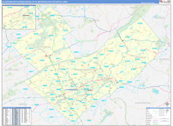 Allentown-Bethlehem-Easton Metro Area Wall Map Basic Style 2024